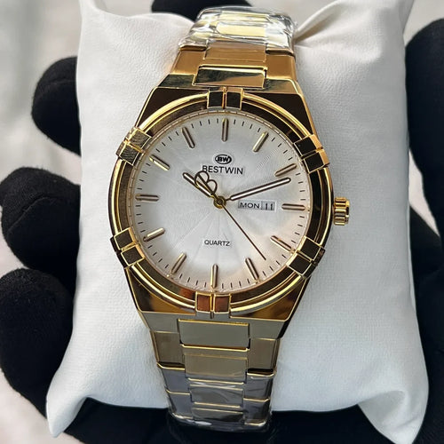 BESTWIN White Dial Gold & Silver Two-Tone Watch